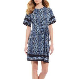 Michael Kors Snake Print Tie Waist Dress Chambray